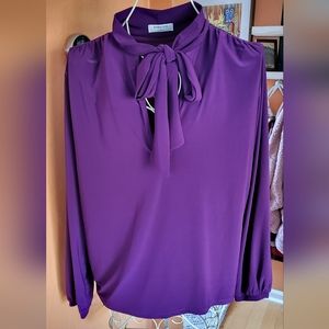 Purple tie neck blouse